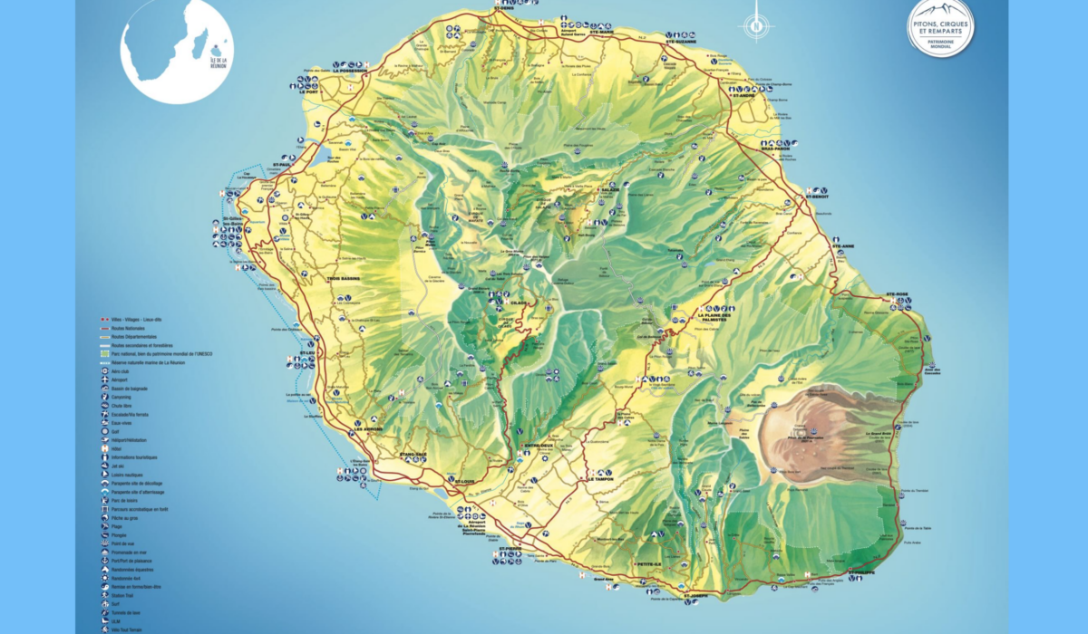 Carte de l'île de La Réunion